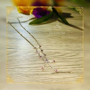 Dainty Silver and Pink Necklace 
Everyday Piece perfect for holiday events